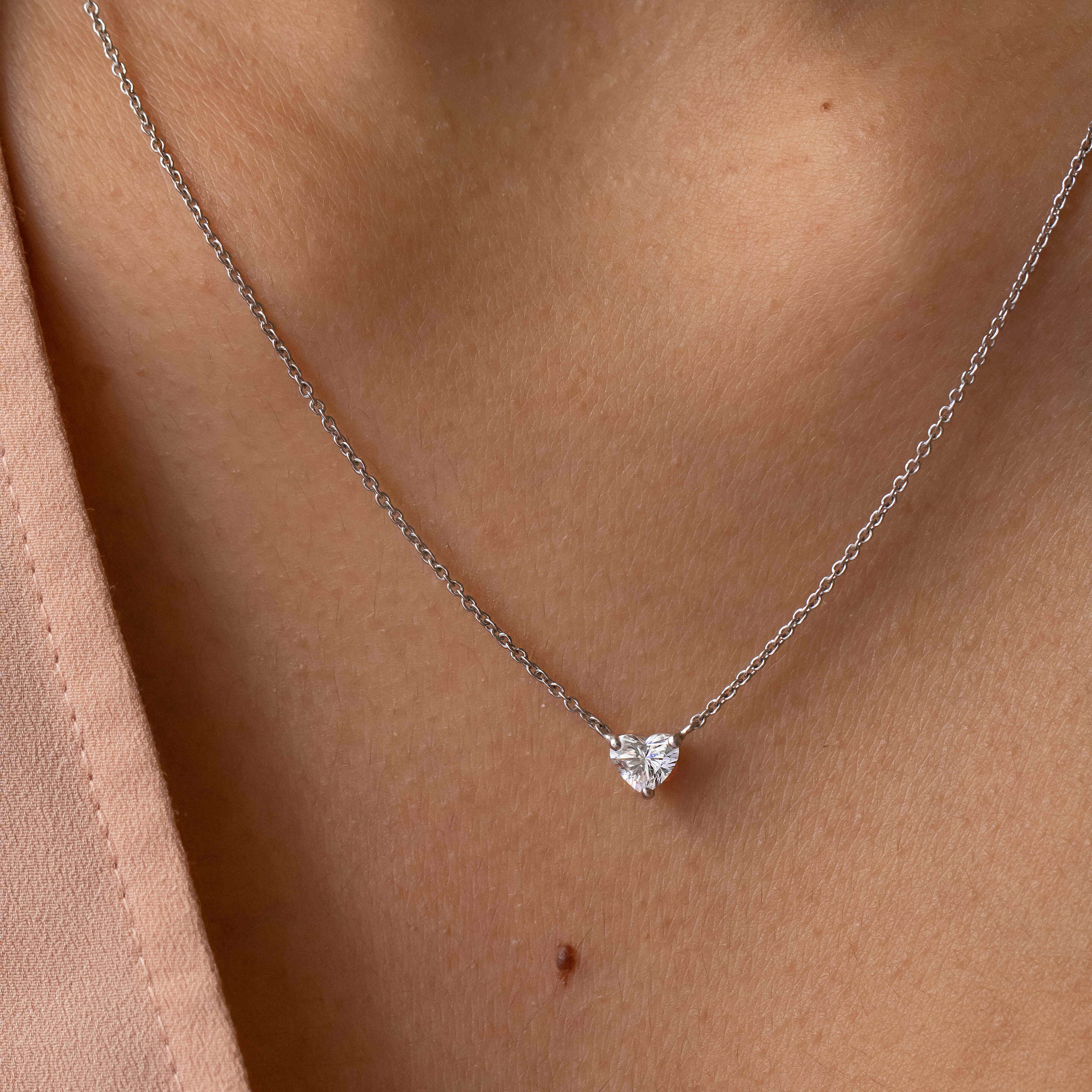 Heart Diamond Pendant In White Gold