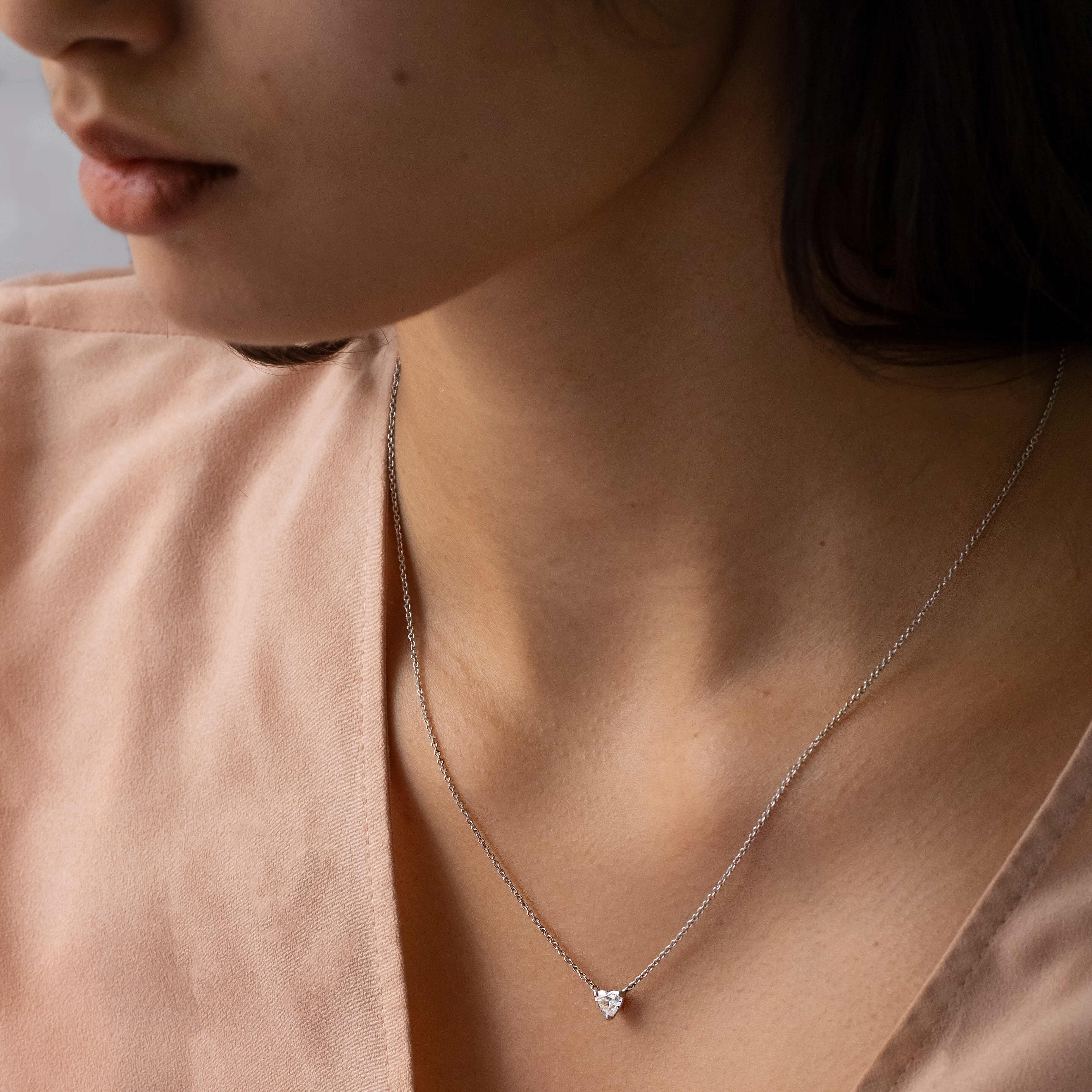 Heart Diamond Pendant In White Gold