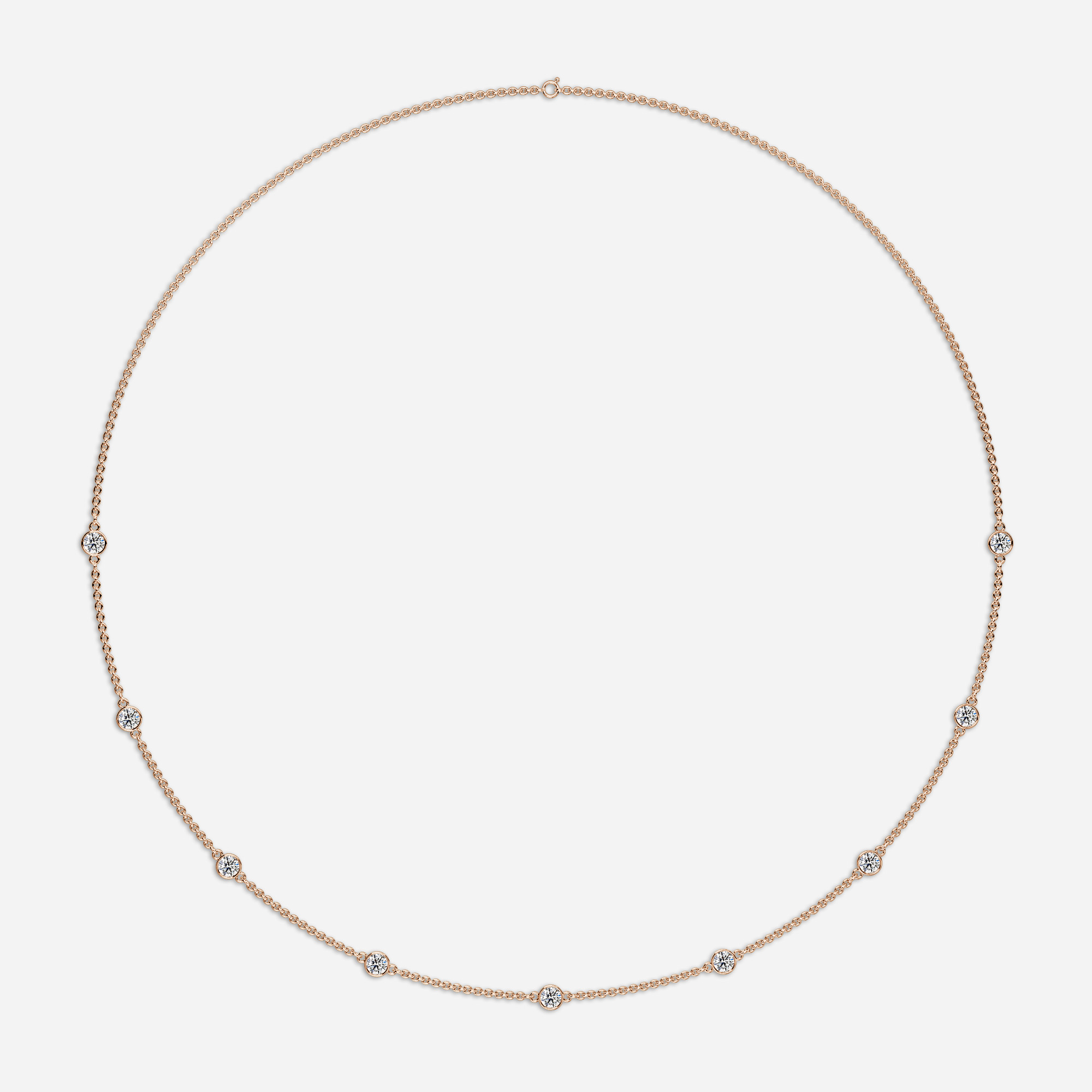 20 Inch Lab Grown Diamond Station Necklace In Rose Gold-1.85ct