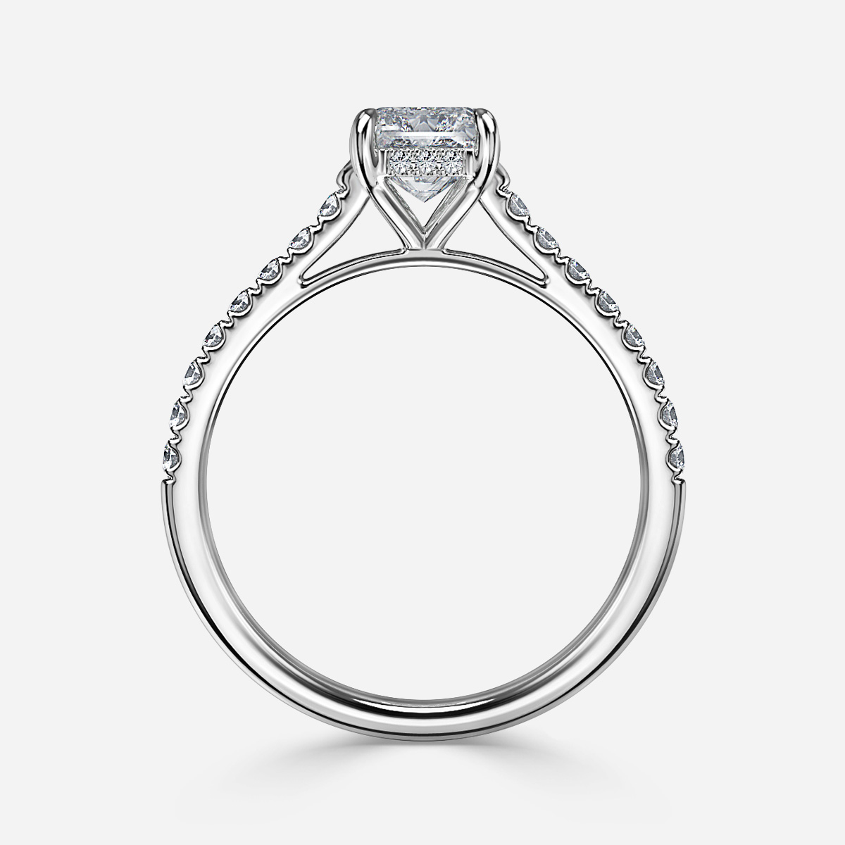 Aisha Platinum Pavé Band Bridal Set Engagement Ring